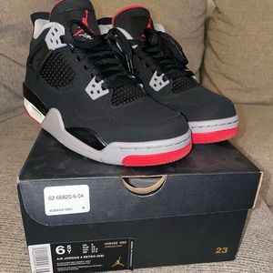 Air Jordan 4 retro black fire red cement grey 6.5Y